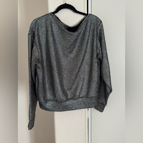 EXPRESS Relaxed Shine Off The Shoulder
Fleece Sweatshirt - Picture 3 of 6